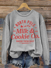 Load image into Gallery viewer, Women's Christmas Milk &amp; Cookie Co. Printed Casual Long-Sleeved Sweatshirt
