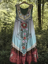 Load image into Gallery viewer, Vintage Boho Lavender Art Linen Patchwork Art Linen Tank Dress