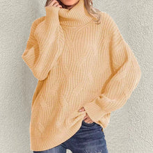 Load image into Gallery viewer, Retro Loose Turtleneck Cable Knitted Long Sleeve Sweater