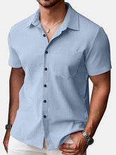 Load image into Gallery viewer, Men's Daily Simple Cotton And Linen Solid Color Short-sleeved Shirt
