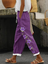 Load image into Gallery viewer, Women&#39;s Purple Floral Print Pants