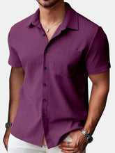 Load image into Gallery viewer, Men's Daily Simple Cotton And Linen Solid Color Short-sleeved Shirt