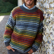 Load image into Gallery viewer, Vintage Rainbow Stripe Knit Jacquard Crew Neck Sweater（Unisex）