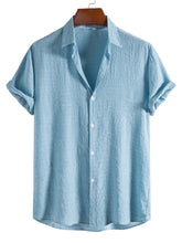 Load image into Gallery viewer, Men's Solid Color Casual And Comfortable Hidden Plaid Short-sleeved Shirt