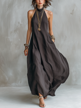 Load image into Gallery viewer, Charcoal Gray Bohemian Style Off The Shoulder Loose Maxi Dress