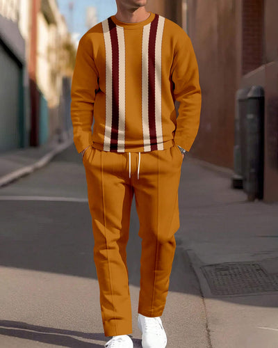 Men's Colorblock Round Neck Casual Sports Set 009