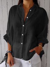 Load image into Gallery viewer, Women's Cotton and Linen Solid Color Casual Shirt