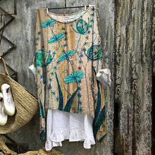 Load image into Gallery viewer, Vintage Flora Embroidery Art Linen Blend Blouse