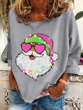 Load image into Gallery viewer, Women&#39;S Pink Santa Christmas Printed Crew Neck Sweatshirt