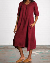 Load image into Gallery viewer, Casual Solid Color Round Neck Loose Cotton Linen Dress