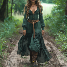 Load image into Gallery viewer, Women's Vintage V-neck Bohemian Pastoral Style Long-sleeve Maxi Long Dress