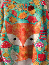 Load image into Gallery viewer, Vintage Lovely Fox Floral Art Print Knit Turtleneck Pullover Sweater