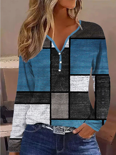 Women's Long Sleeve V Neck  Elegant Fashion T shirt