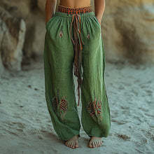 Load image into Gallery viewer, Women's Casual Bohemia Vacation Linen Style Long Loose Wide-leg Trouser Pants