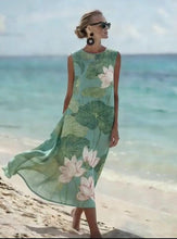 Load image into Gallery viewer, Women'S Round Neck Sleeveless Color-Block Printed Dress