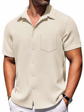 Load image into Gallery viewer, Men's Hawaiian Waffle Fabric Lapel Pocket Short Sleeve Shirt