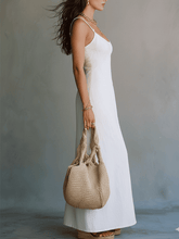 Load image into Gallery viewer, Elegant White Minimal Strappy Slit Maxi Dress