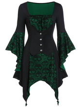 Load image into Gallery viewer, Halloween Skull Lace Tie Irregular Dress