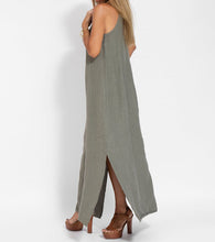 Load image into Gallery viewer, Elegant Solid Color Cotton Linen Sleeveless Long Dress