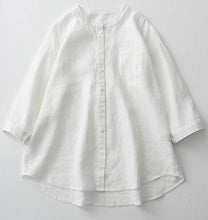 Load image into Gallery viewer, Casual Linen Stand Collar Three-quarter Sleeve Loose Shirt