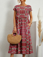 Load image into Gallery viewer, Women's Loose Sleeveless Round Neck Printed Cotton and Linen Dress