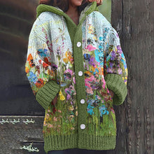 Load image into Gallery viewer, Floral Painting Art Warm Cozy Hooded Cardigan