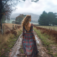 Load image into Gallery viewer, Women's Retro Pastoral Style Plaid Long-sleeve Sexy Maxi Long Dress