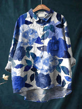Load image into Gallery viewer, Vintage Lovely Floral Art Print Casual Cotton And Linen Shirt