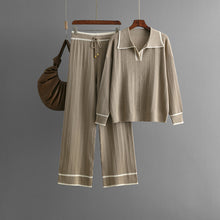 Load image into Gallery viewer, Stylish Lapel Contrast Color Casual Two-Piece Set