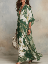 Load image into Gallery viewer, Emerald Bloom Flowing Bohemian Maxi Dress