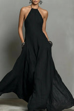 Load image into Gallery viewer, Women's Minimalist Linen Blend Halter Neck Sleeveless Maxi Dress