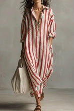 Load image into Gallery viewer, Casual Striped Shirt Bohemian Style Maxi Dress
