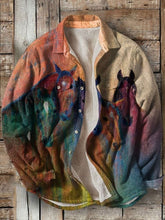 Load image into Gallery viewer, Retro Gradient Horse Art Print Casual Denim Jacket