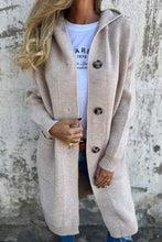 Load image into Gallery viewer, Solid Color Hooded Pocket Mid-length Knitted Cardigan