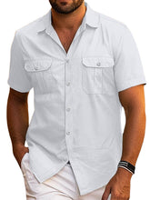 Load image into Gallery viewer, Men's Summer Breathable Double Pocket Solid Color Casual Short Sleeve Shirt