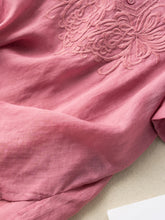 Load image into Gallery viewer, Women's Cotton Linen Embroidered Loose Casual T-Shirt
