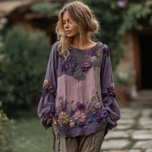 Load image into Gallery viewer, Women's Vintage Floral Stitching Long Sleeve Shirt