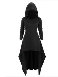 Gothic Solid Color High Low Cape Hoodie