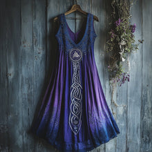 Load image into Gallery viewer, Viking Celtic Art Gradient  Linen Tank Dress