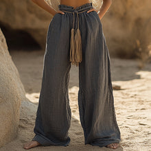 Load image into Gallery viewer, Women's Casual Bohemia Vacation Linen Style Long Loose Wide-leg Trouser Pants