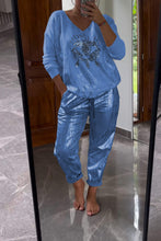 Load image into Gallery viewer, Fashionable Sequin Top And Bronzing Trousers Two-piece Set
