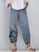Load image into Gallery viewer, Simple Plum Blossom Japanese Art Linen Blend Cropped Pants