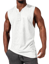 Load image into Gallery viewer, Men's Henley Basic Sleeveless T-Shirt