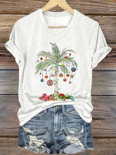 Load image into Gallery viewer, Women's Christmas Palm Tree Print T-Shirt