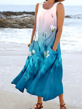 Load image into Gallery viewer, Women's Floral Art Print Pocket Casual Resort Comfort Maxi Dress
