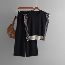 Load image into Gallery viewer, Stylish Striped Patchwork Solid Color Sleeveless Top &amp; High Waist Pants Two-Piece Set