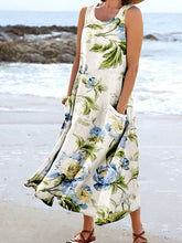 Load image into Gallery viewer, Women's Floral Art Print Pocket Casual Resort Comfort Maxi Dress