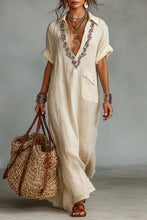 Load image into Gallery viewer, Women's Minimalist Linen Blend Short-sleeved Shirt Maxi Dress