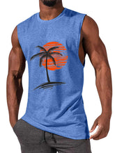Load image into Gallery viewer, Men's Comfortable Solid Color Hawaiian Coconut Sleeveless Print T-shirt