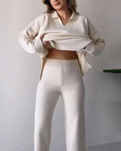 Load image into Gallery viewer, V-neck casual slit knitted two-piece set